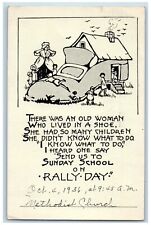 Rally Day Postcard Sunday School Old Woman Lived In A Shoe Nursery Rhyme 1936 picture