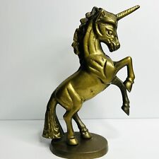 Heavy Vintage Solid Brass Unicorn Figurine Sculpture 7” Mythical Figural picture