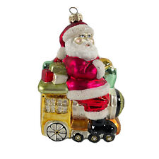 Vintage Glass Christmas Ornament Locomotive Train With Santa Large Poland picture