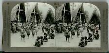 c1910s New Guinea village stereo photo - carrying water in coconut shells picture