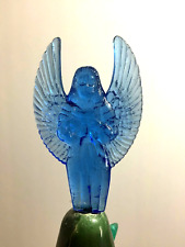 ANGEL LARGE BLUE Embossed TOPPER Ceramic Christmas Tree VINTAGE  picture