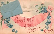 Postcard MA Greetings from Boston Massachusetts Embossed Vintage PC K543 picture