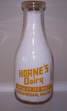 HORNE'S DAIRY Quart Milk Bottle SKOWHEGAN MAINE ME picture