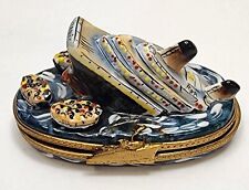 LIMOGES Limited Edition Sinking Titanic With Life Boats Peint Main Trinket Box  picture