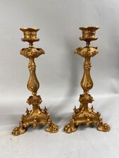 Exquisite Pair of Mid-19th Century French Louis XVI Bronze Candle Holders picture