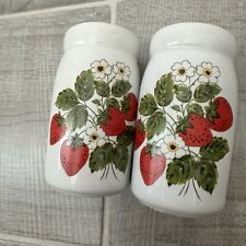 Vintage McCoy Country Strawberry Flower Salt Pepper Shakers Ceramic Cottagecore picture