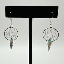 Navajo Sterling Silver Dream Catcher Dangle Earrings Native American Jewelry New picture