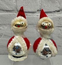 Vtg Mercury Glass Santa Ornament Balls Felt Google Eyes Putz  Chenille Japan Lot picture