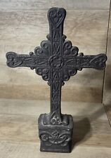 Vintage 12 Inch Standing Cast Iron Celtic Knot Cross Religious Statuary HEART picture