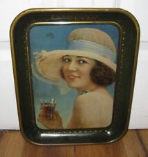 VTG Original 1921 H.D. Beach Co Coca-Cola SUMMER GIRL Green Tin Advertising Tray picture