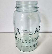 Vintage Atlas Strong Shoulder Mason Jar Green Quart #1A picture