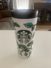 STARBUCKS Coffee Refill Metal Tumbler Holiday Holly Travel Mug January 2017 160z picture