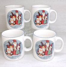1997 Elaine Thompson Christmas Santa Mugs Cups Set of 4 Victorian VTG Gift picture