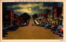 Vintage Postcard Night-View Main Street facing West Wytheville VA Virginia F-294 picture