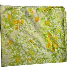 Vintage Bed Sheet Dan River Danville 70s Floral Flowers Sheet Twin Flat Green picture