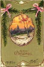 A Merry Christmas, Christmas Decors, A Town In Winter, Greetings Postcard picture