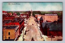 Cheyenne WY-Wyoming, Aerial Of Town Area, Antique, Vintage Souvenir Postcard picture