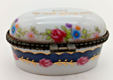 Imperial Porcelain Floral Hinged Trinket Box Religious Chronicles 16:34 picture