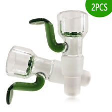 14mm 18mm Dual purpose with Green Handle Glass Slide Bowl Glass Water Pipe 2PCS picture