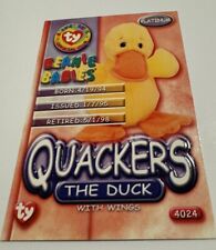 TY Beanie Babies BBOC Card - Platinum Edition - QUACKERS the Duck - New Mint picture