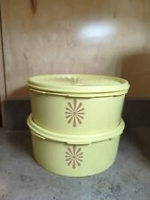2 TUPPERWARE Harvest Gold SERVALIER Canisters with LIDs 1205-9, Vintage picture