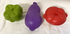 3 Silicone Bakeware Vegetable Shaped Casseroles Mold ~ Tomato Eggplant Pepper picture