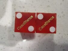 CasaBlanca BOLD GOLD Logo Casino Pair of Red DICE +FREE Las Vegas Poker Chip picture