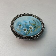 Vintage Hand Painted Daisies Trinket Box SIGNED Pearl picture