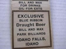 30's Gil's Grill-Park Billiards Blue Ribbon Beer Idaho Falls ID BOBTAIL MATCHCVR picture