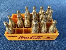 Vintage Mini Coca Cola With Crate 18 Gold Bottles Miniature Probably Made in 50s picture