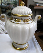 Vintage Urn-Lavish Gold Trim on White Porcelain-Small Size-For Pet Cremains? #1 picture