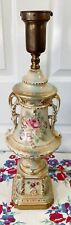 Antique 40s VICTORIAN Hand Painted Gilt Porcelain Urn Floral Table PARLOR LAMP picture