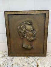 Antique 1922 Bronze 3D Portrait Of Abraham Lincoln, 12” X 10.5”, Patina, Covi picture