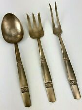 Set of 3 Vintage S Samran Thailand Bronze Serving Spoon & Fork + Carving Fork picture
