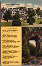 1940s Natural Bridge, Virginia Postcard Hotel View / Poem - Tichnor Linen Unused picture