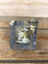 Vintage Gilded Celestial Angel Star Moon Mini Photo FRAME Easel Wallet Size 90's picture