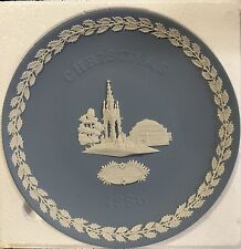WEDGEWOOD Christmas 1986 Albert Memorial Blue White Jasper 8 Collector Plate Box picture