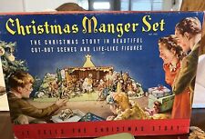 Vintage Christmas Manger Nativity Set Cardboard No. 743 in Original Box picture