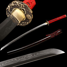 Choji Hamon Full Tang Red Katana Sword Clay Tempered T10 Steel Razor Sharp picture