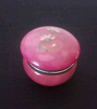 Genuine Alabaster Pink Floral Round Italy Trinket Box picture