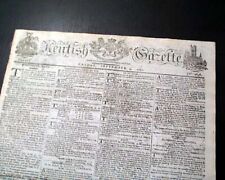 Rare 18th Century CRICKET Bat and Ball Sporting Game Match PRINT 1795 Newspaper picture