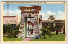 1937 SAN JOSE CA REPLICA OF EGYPTIAN SHRINE ROSICRUCIAN PARK LINEN POSTCARD picture