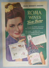 Roma Wine ad:  Joan Bennett California Wine from 1947 Size: ~ 11 x 15 inches picture