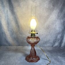 Vintage Unmarked Heart Pink Hurricane Lamp Works Tested Table Lamp No Bulb picture