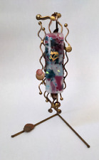 Gary Rosenthal Handcrafted Metal & Fused Glass Mezuzah With Scroll ~7” Judaica picture