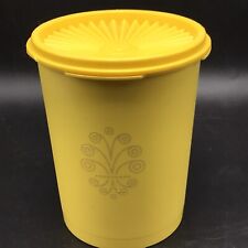 Vintage Tupperware Servalier Canister Style 811 w Starburst Design & Lid Yellow picture