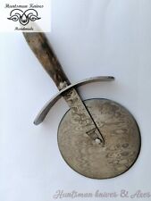 Custom Made Hand Forged Damascus Steel Pizza Cutter with Pynima Burl Wood picture