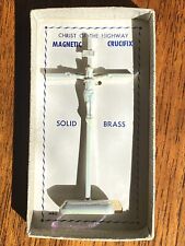 Vtg NOS Automobile Crucifix Christ Guardian Of The Highway Dashboard Brass 4” picture