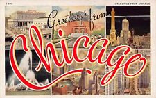 Chicago (Illinois IL) Greetings From Large Letter 200 Chrome Postcard picture