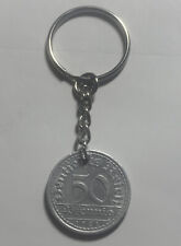 Real German Antique 1921 Circulated 50 A Pfennig COIN KEYCHAIN. Great Gift 🎁 picture
